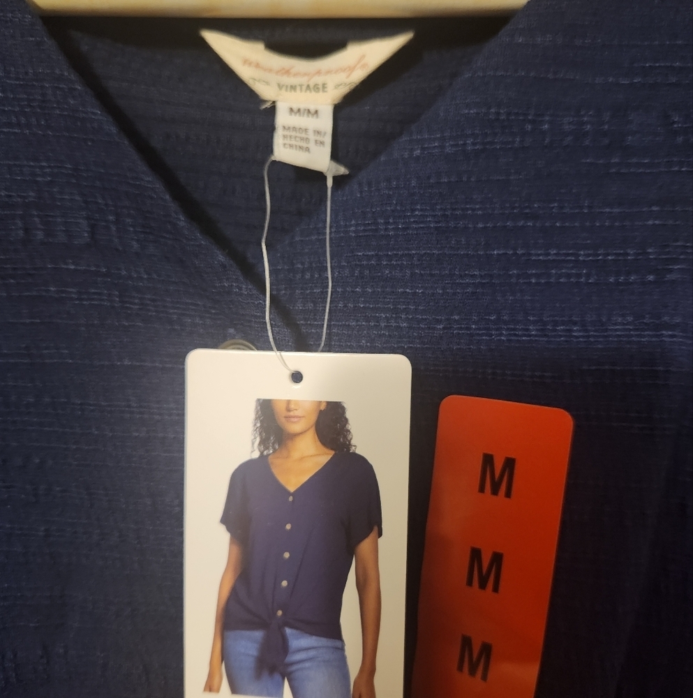Women's Blue Button-Down Top - Picture 2 of 3
